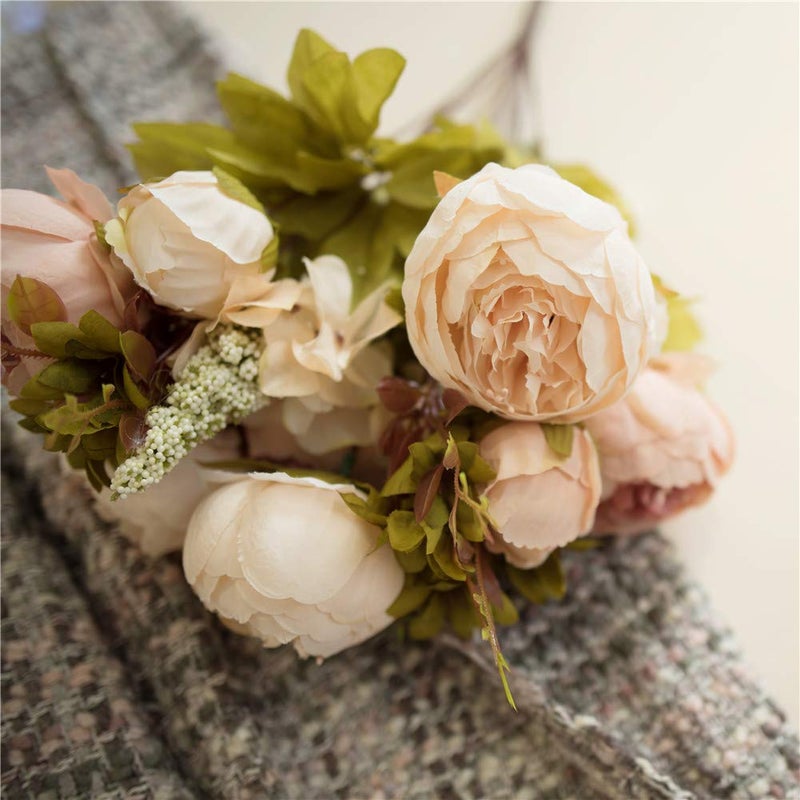 Fule 2 Pack Large Artificial Peony Silk Flower Bouquets Arrangement Wedding Centerpieces (Light Pink) - Image 3